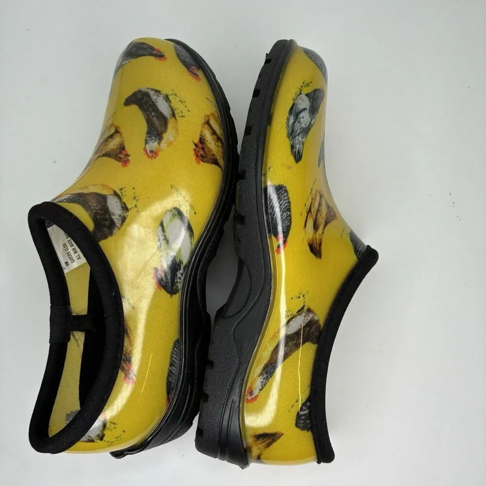 Groundwork Garden Clogs Womens Sz 8 Yellow Waterproof Shoes Chickens Hens